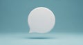 3D Rendered White Speech Bubble Icon on Light Blue Background chat icon message icon Royalty Free Stock Photo