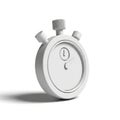 3D Rendered White Stopwatch Icon with Two Pushers and a Dial on a White Background Royalty Free Stock Photo