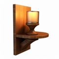3d Rendered Wood Wall Sconce Candle Holder Isolated On White