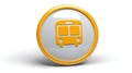 Yellow Bus Icon, 3D Render, Transportation Symbol Royalty Free Stock Photo