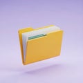 3D Rendered Yellow Folder Filled with Documents on a Purple Background Keywords: folder, file, document, paperwork, organization, Royalty Free Stock Photo