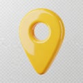 Yellow map pin icon isolated on white background isolated ai generated Royalty Free Stock Photo