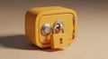 A3D Rendered Yellow Safe with a Padlock and Combination Dial Keywords: safe, security, lock, padlock, combination, dial, vault, Royalty Free Stock Photo