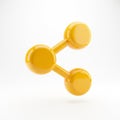 3D Yellow Share Icon Symbol on White Background social media network Royalty Free Stock Photo