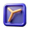 3d rendered yellow y shape inside a rounded square purple button icon Royalty Free Stock Photo