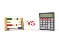 3D Rendering of abacus and pocket calculator