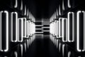 3D rendering abstrac futuristic dark corridor with neon lights. Glowing light. Futuristic architecture background