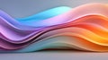 A 3D rendering of abstract art featuring a series of overlapping, curved shapes in various colors.