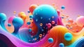 3d rendering of abstract background with colorful bubble liquid Royalty Free Stock Photo