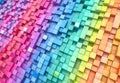 3D rendering abstract background colorful cubes wall