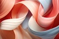 3d rendering of abstract background with curved lines in pink, blue and white colors, 3d render paper ribbon rolls abstract shapes Royalty Free Stock Photo