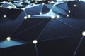 3D Rendering abstract background. Low poly mesh with connection lines and glowing dots or point. Cloud computing. Hi Royalty Free Stock Photo