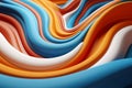 3d rendering of an abstract background with orange blue and white wavy lines Royalty Free Stock Photo