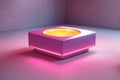 3d rendering abstract background of a pink neon cube