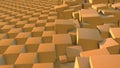 3D rendering of an abstract background from a set of cubes. On one side of the cube in a strict chess order, on the other in chaos