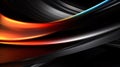 3d rendering of abstract background with smooth wavy lines in black and orange Royalty Free Stock Photo