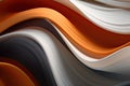 3d rendering of abstract background with smooth wavy lines in orange and black colors, 3d render paper ribbon rolls abstract