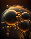 3d rendering of abstract background with water drops in yellow and black Royalty Free Stock Photo