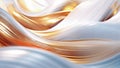 3D rendering of abstract background with white and gold flowing waves Royalty Free Stock Photo