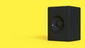 3d render abstract black loudspeaker minimal yellow background