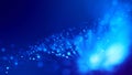 3d rendering of abstract blue background with glowing particles like micro world science fiction with depth of field and Royalty Free Stock Photo