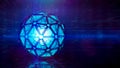 3D rendering of an abstract blue Icosphere futuristic technology style background Royalty Free Stock Photo