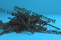 3D rendering. Abstract CGI typography, health, allergy keywords cloud. Wallpaper for graphic design.