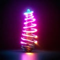 3d rendering of abstract christmas tree in blue and purple light Generative AI Royalty Free Stock Photo