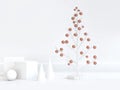 Abstract copper christmas tree white scene 3d render Royalty Free Stock Photo