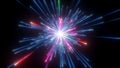 3d rendering, abstract colorful background of bright neon stars and glowing lines. Festive firework in the night sky. Space meteor Royalty Free Stock Photo