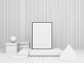 3d rendering abstract composition. White Geometric shapes