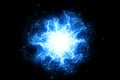 3D rendering, abstract cosmic explosion shockwave blue energy on black background