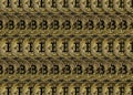 3d rendering. Abstract crypto bitcoins rows wall background