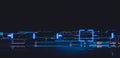 Abstract digital sci fi techno circuit node with depth of field effect Royalty Free Stock Photo
