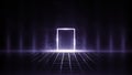 3D Rendering Abstract Door light fantastic scene. empty stage, room with light element, neon light. Royalty Free Stock Photo