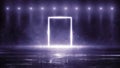 3D Rendering Abstract Door light fantastic scene. empty stage, room with light element, neon light Royalty Free Stock Photo