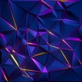 3d rendering, abstract faceted crystal background, iridescent blue texture, triangles, geometrical crystallized wallpaper