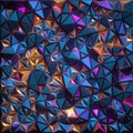 3d rendering, abstract faceted crystal background, iridescent blue yellow oink metallic texture, triangle tiles