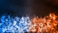 3D Rendering of abstract Fire and Ice element against vs each other background. Heat and Cold concept Royalty Free Stock Photo