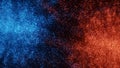 3D Rendering of Abstract Fire and Ice element dot particles against vs each other background. Heat and Cold concept Royalty Free Stock Photo