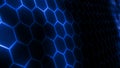 3D rendering of abstract futuristic hexagonal mesh with light effects Royalty Free Stock Photo