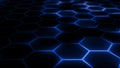 3D rendering of abstract futuristic hexagonal mesh with light effects Royalty Free Stock Photo