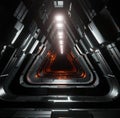 3D rendering. Abstract futuristic space triangular corridor Royalty Free Stock Photo