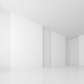 3d Rendering of Abstract Gallery Interior. White Retro Architect