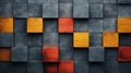 3d rendering of abstract geometric background with orange, yellow and black squares Generative AI Royalty Free Stock Photo
