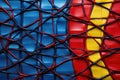 3d rendering of abstract geometric background with red, yellow and blue pattern, A bold mesh of primary colors with deep, wavering Royalty Free Stock Photo