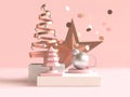 3d rendering abstract geometric shape christmas concept decoration