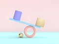 3d rendering abstract geometric shape pastel colorful gravity concept