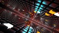 3d rendering abstract glow cube square dot shape grid flow wave Royalty Free Stock Photo