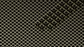 3d rendering. Abstract golden square shape block on dark color cube boxes background. Royalty Free Stock Photo